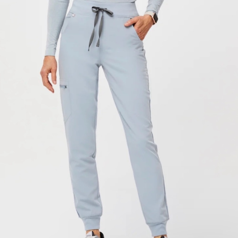 Figs Dusty Blue High Waisted Zamora Jogger Scrub Pant